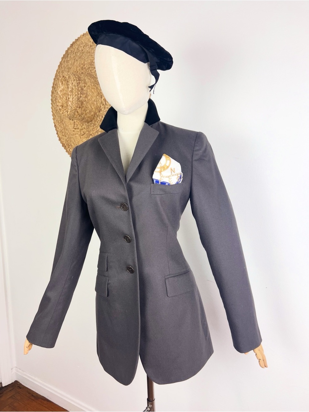 ANTONIO FUSCO Vintage Gray Cashmere Women's Tailored Riding Jacket Blazer S M 38